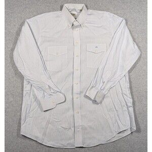 GITMAN BROS Men Shirt XL Button Down Vertical Pinstripe Blue‎ White Casual Work